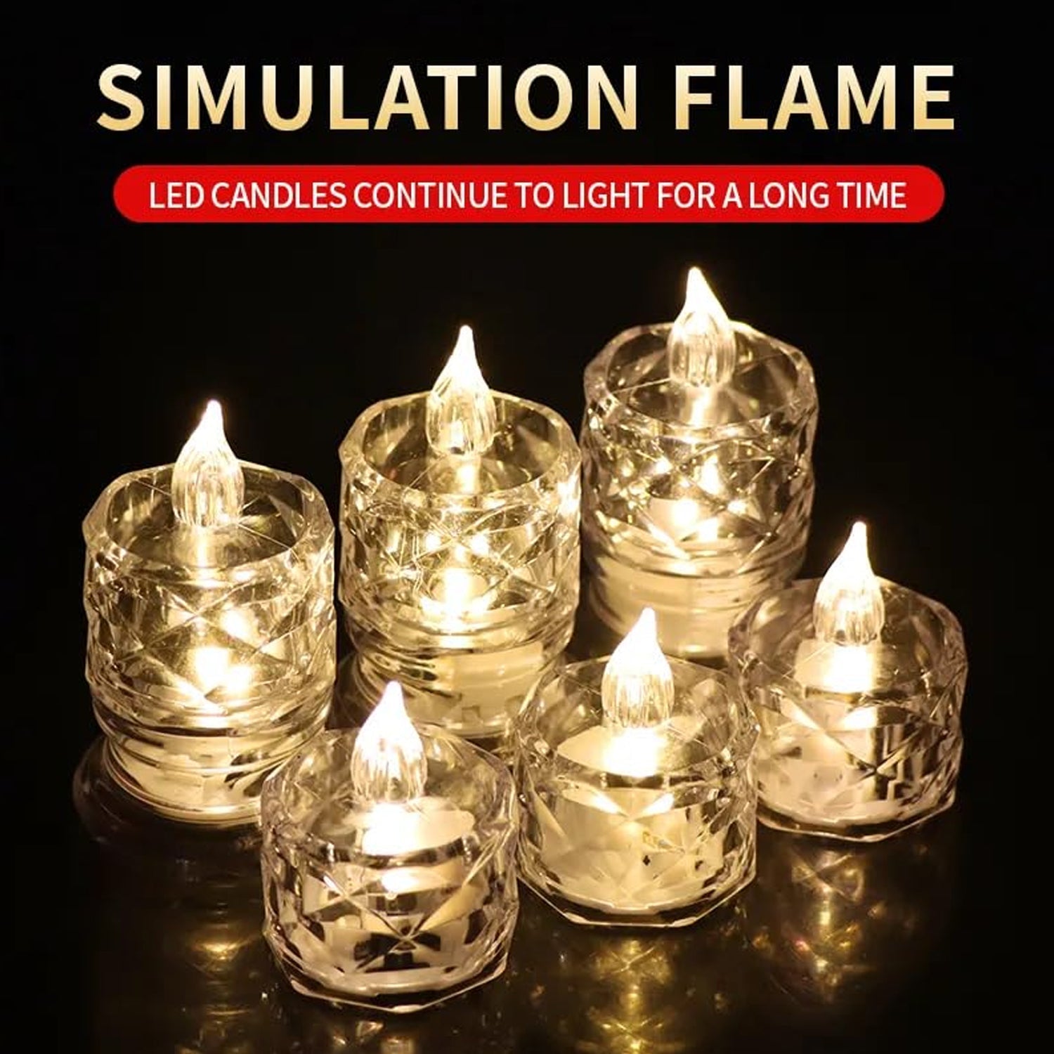 12 Pcs Flameless and Smokeless Decorative Acrylic Candles Transparent Led Tea Light Candle for Gifting, House, Diwali, Christmas, Festival, Events Decor Candles 12 Pcs Flameless and Smokeless Decorative Acrylic Candles Transparent Led Tea Light Candle for Gifting, House, Diwali, Christmas, Festival, Events Decor Candles